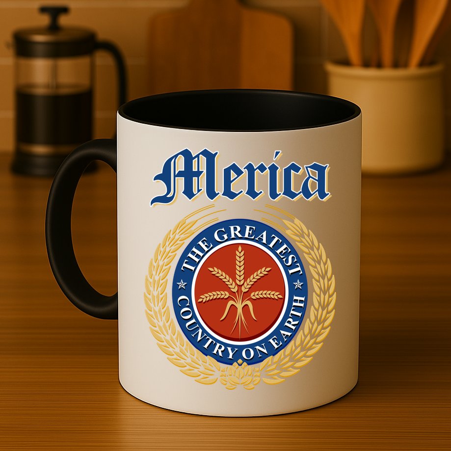Merica The Greatest Country On Earth Beer Label  Mug