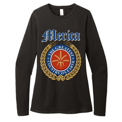 Merica The Greatest Country On Earth Beer Label  Womens CVC Long Sleeve Shirt