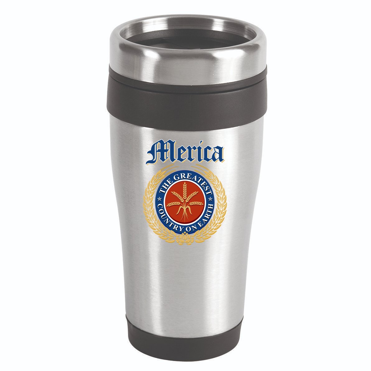 Merica The Greatest Country On Earth Beer Label  16oz Travel Tumbler