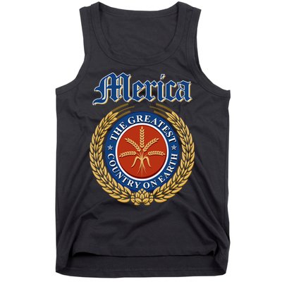 Merica The Greatest Country On Earth Beer Label  Tank Top