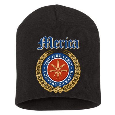Merica The Greatest Country On Earth Beer Label  Short Acrylic Beanie
