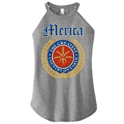 Merica The Greatest Country On Earth Beer Label  Women’s Perfect Tri Rocker Tank