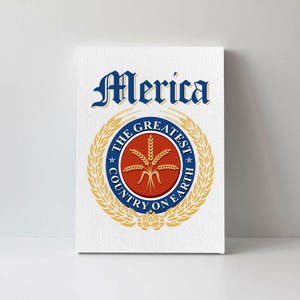 Merica The Greatest Country On Earth Beer Label  Canvas