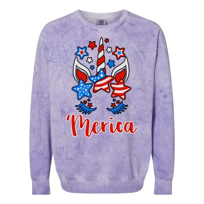 'Merica Unicorn Colorblast Crewneck Sweatshirt