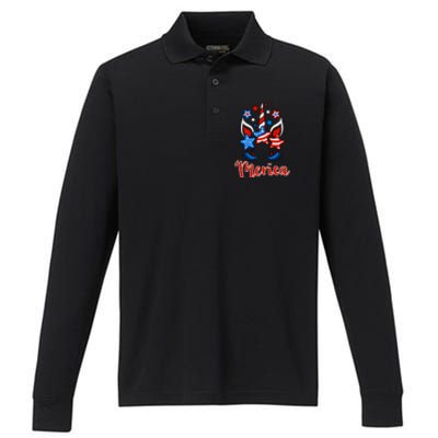 'Merica Unicorn Performance Long Sleeve Polo