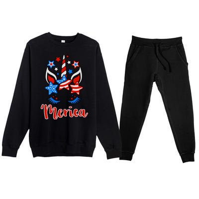 'Merica Unicorn Premium Crewneck Sweatsuit Set