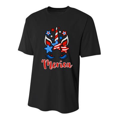'Merica Unicorn Youth Performance Sprint T-Shirt
