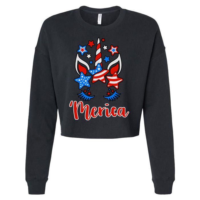 'Merica Unicorn Cropped Pullover Crew