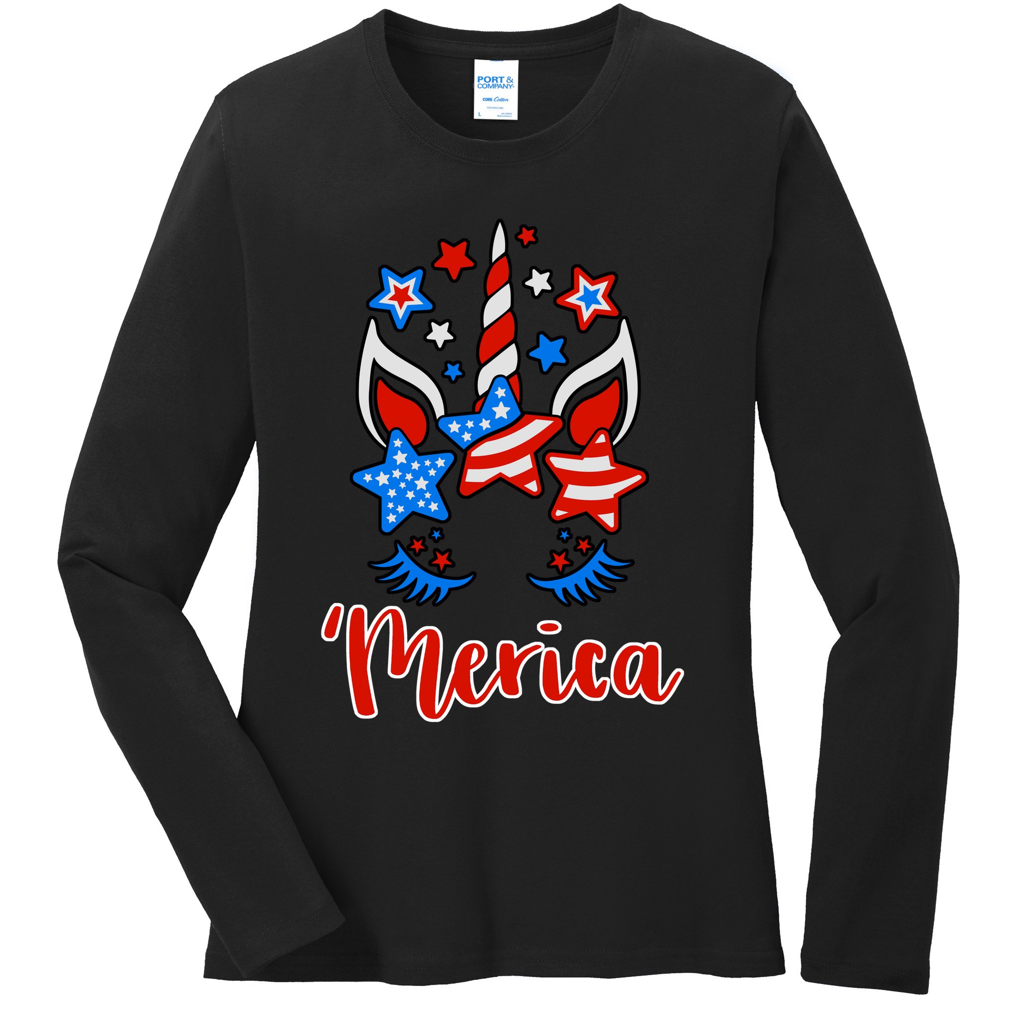 'Merica Unicorn Ladies Long Sleeve Shirt