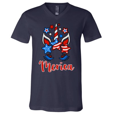 'Merica Unicorn V-Neck T-Shirt