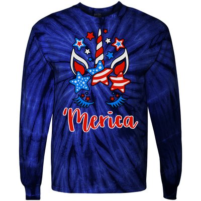 'Merica Unicorn Tie-Dye Long Sleeve Shirt