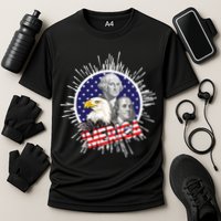 Merica US Presidents Bald Eagle USA Flag Cooling Performance Crew T-Shirt