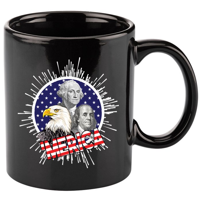 Merica US Presidents Bald Eagle USA Flag 11oz C Handle Ceramic Mug