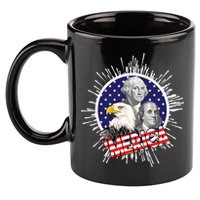 Merica US Presidents Bald Eagle USA Flag 11oz C Handle Ceramic Mug