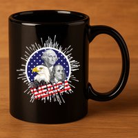 Merica US Presidents Bald Eagle USA Flag 11oz C Handle Ceramic Mug