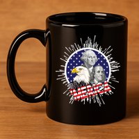 Merica US Presidents Bald Eagle USA Flag 11oz C Handle Ceramic Mug