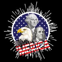 Merica US Presidents Bald Eagle USA Flag Flatbill Hat