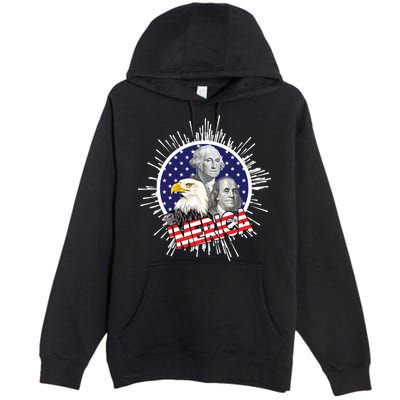 Merica US Presidents Bald Eagle USA Flag Premium Pullover Hoodie