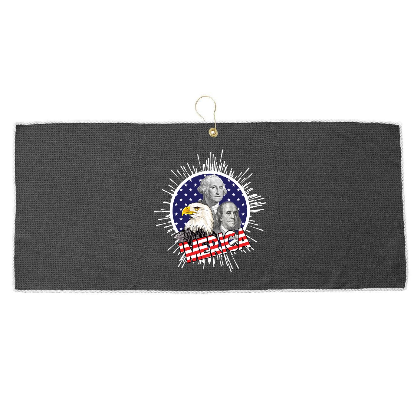 Merica US Presidents Bald Eagle USA Flag Large Microfiber Waffle Golf Towel