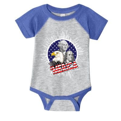 Merica US Presidents Bald Eagle USA Flag Infant Baby Jersey Bodysuit