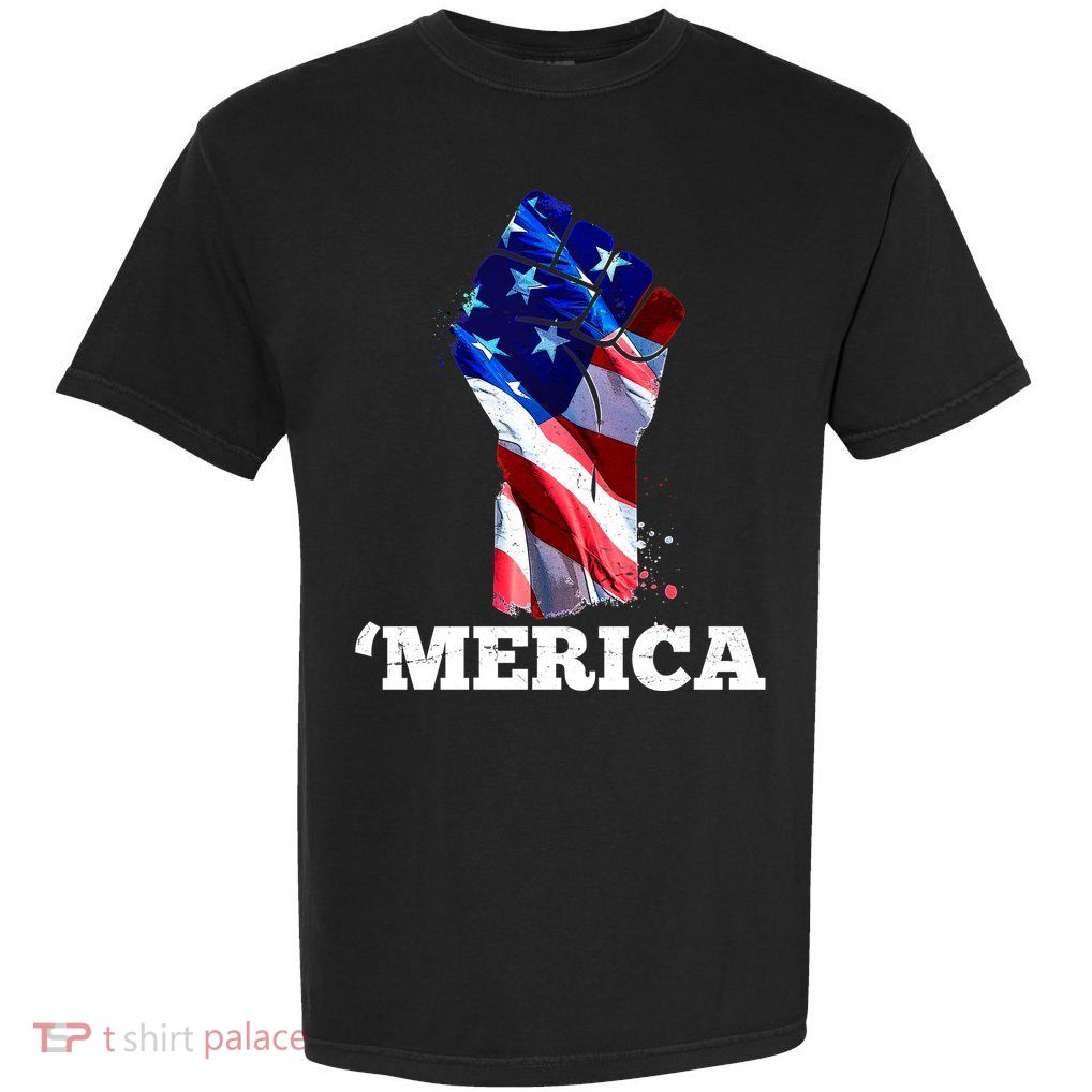 Merica USA American Flag Fist Garment-Dyed Heavyweight T-Shirt