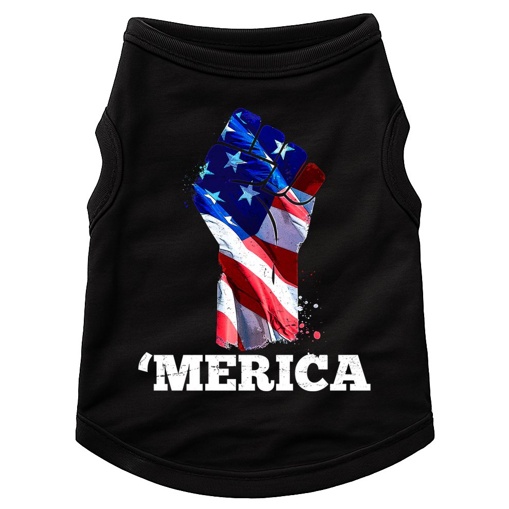 Merica USA American Flag Fist Doggie Tank
