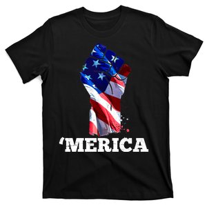 Merica USA American Flag Fist T-Shirt