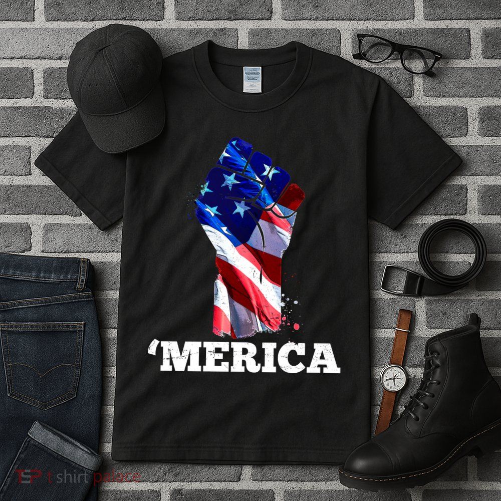 Merica USA American Flag Fist Tall T-Shirt