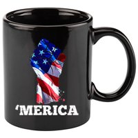 Merica USA American Flag Fist 11oz C Handle Ceramic Mug