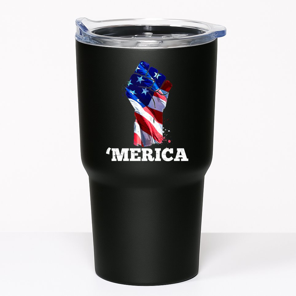 Merica USA American Flag Fist Tumbler