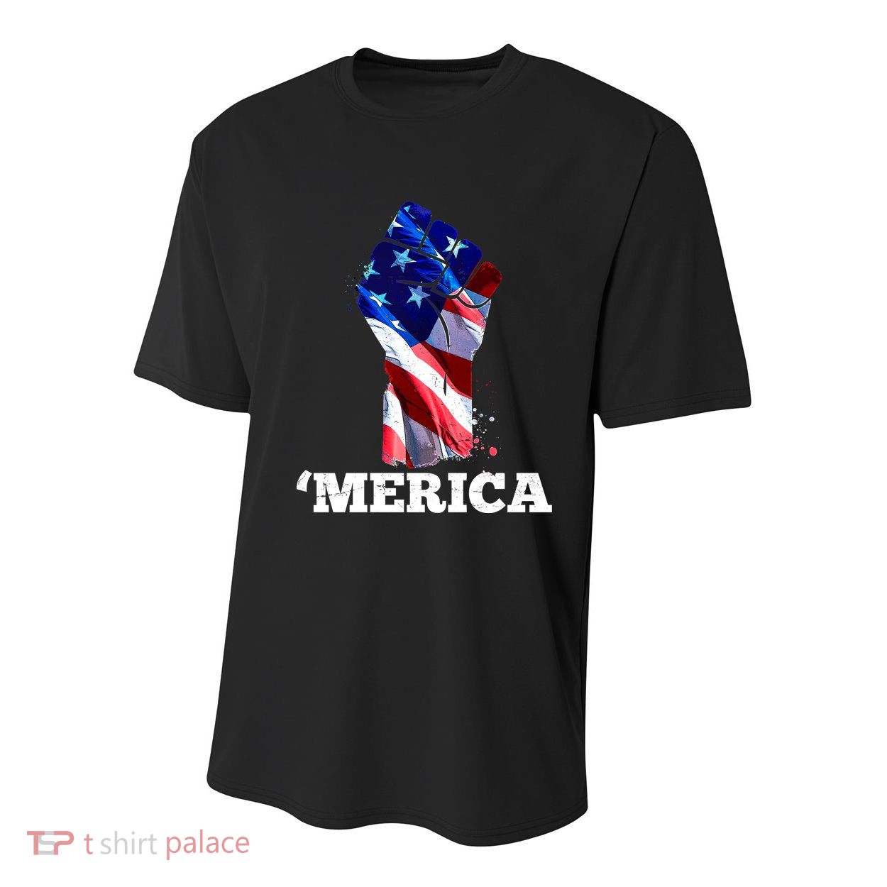 Merica USA American Flag Fist Youth Performance Sprint T-Shirt