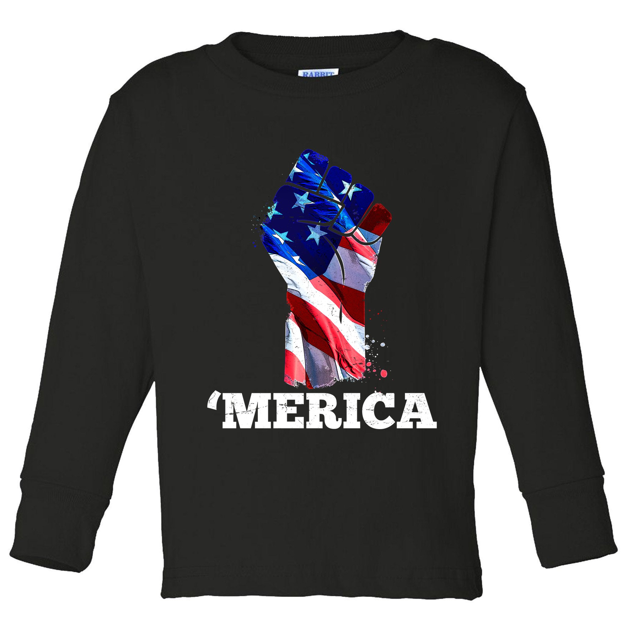 Merica USA American Flag Fist Toddler Long Sleeve Shirt