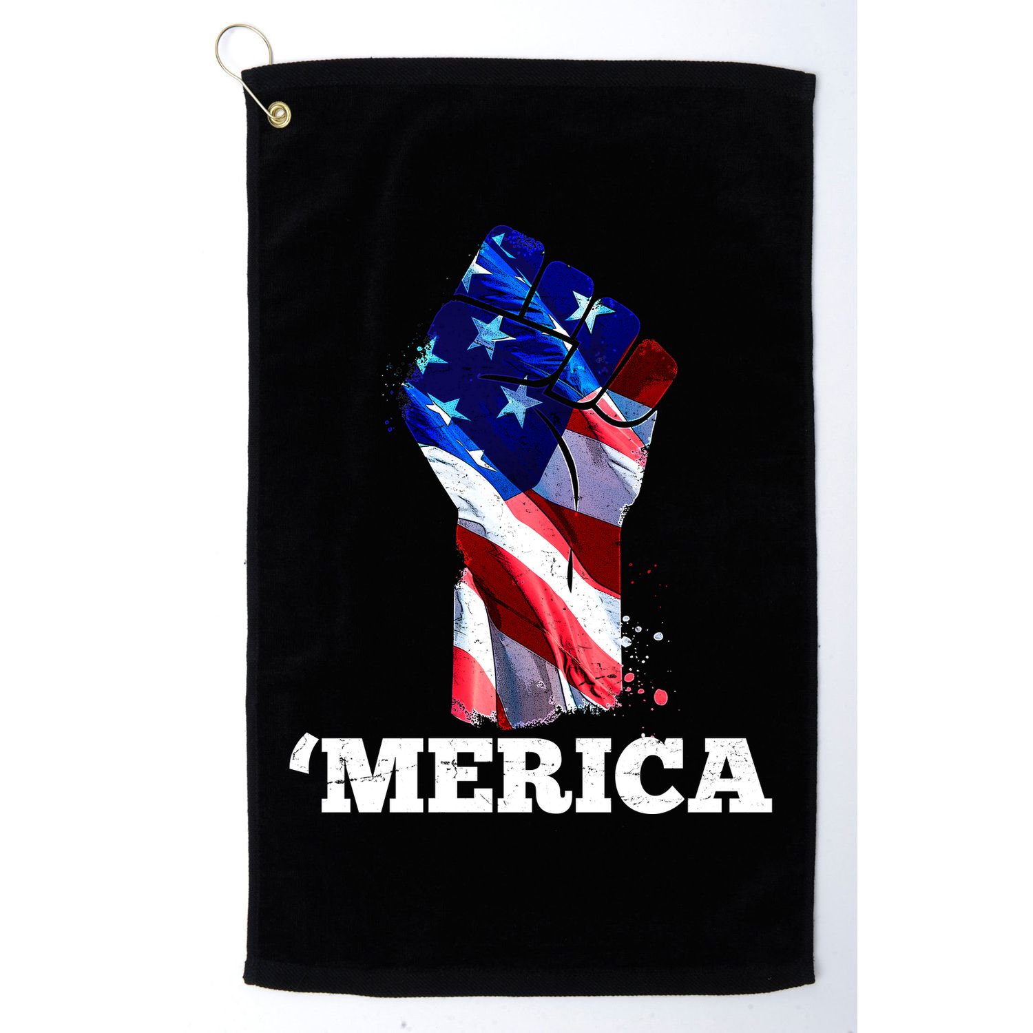 Merica USA American Flag Fist Golf Towel