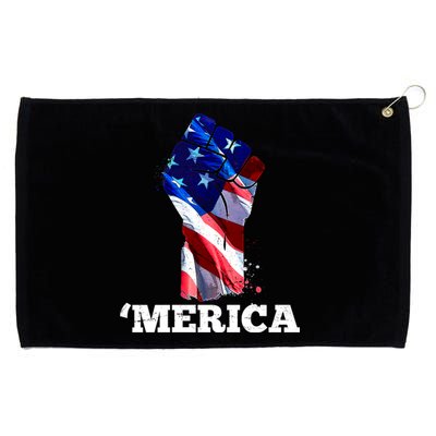 Merica USA American Flag Fist Grommeted Golf Towel