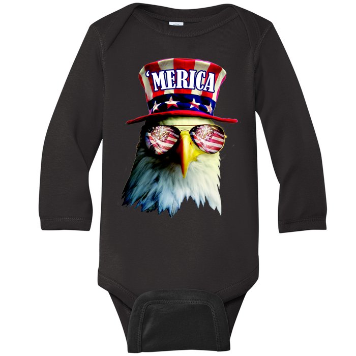 Merica USA Eagle Baby Long Sleeve Bodysuit