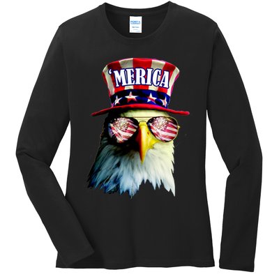 Merica USA Eagle Ladies Long Sleeve Shirt