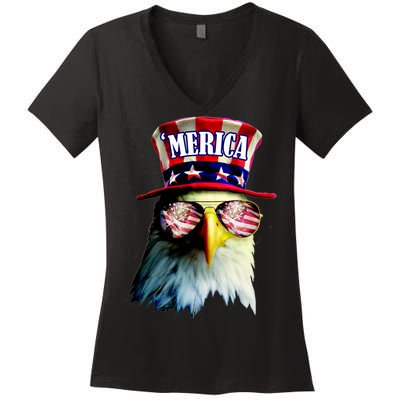 Merica USA Eagle Women's V-Neck T-Shirt