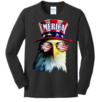 Merica USA Eagle Kids Long Sleeve Shirt