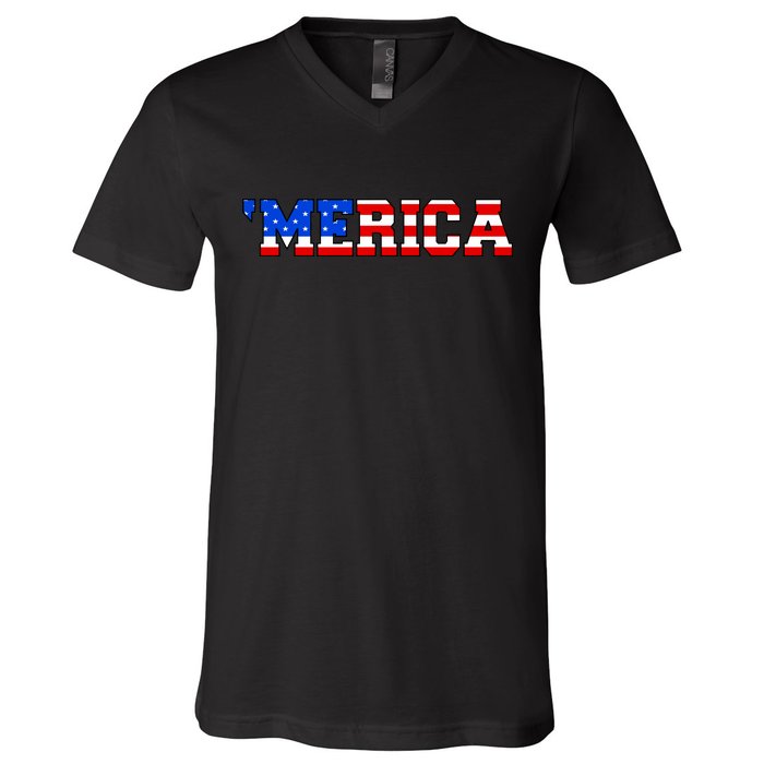 Merica USA Logo V-Neck T-Shirt