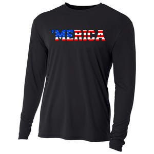 Merica USA Logo Cooling Performance Long Sleeve Crew