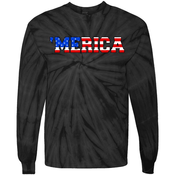 Merica USA Logo Tie-Dye Long Sleeve Shirt