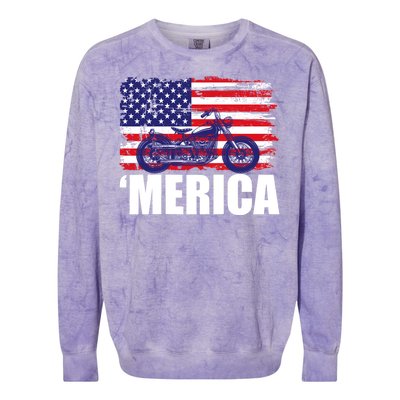 Merica USA Motorcycle  Colorblast Crewneck Sweatshirt