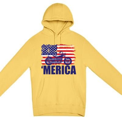 Merica USA Motorcycle  Premium Pullover Hoodie