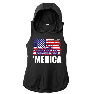 Merica USA Motorcycle  Ladies PosiCharge Tri-Blend Wicking Draft Hoodie Tank