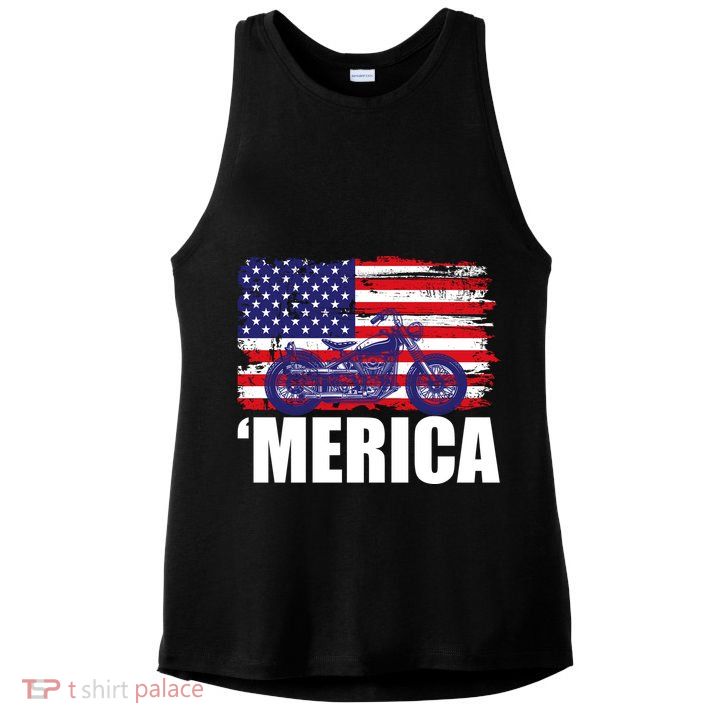 Merica USA Motorcycle  Ladies PosiCharge Tri-Blend Wicking Tank