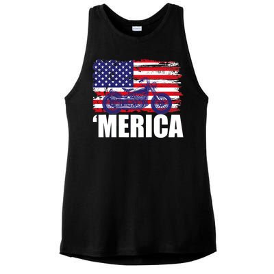 Merica USA Motorcycle  Ladies PosiCharge Tri-Blend Wicking Tank