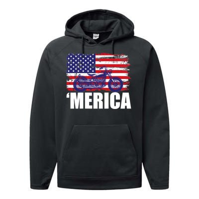 Merica USA Motorcycle  Performance Fleece Hoodie