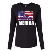 Merica USA Motorcycle  Womens Cotton Relaxed Long Sleeve T-Shirt