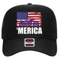 Merica USA Motorcycle  High Crown Mesh Back Trucker Hat