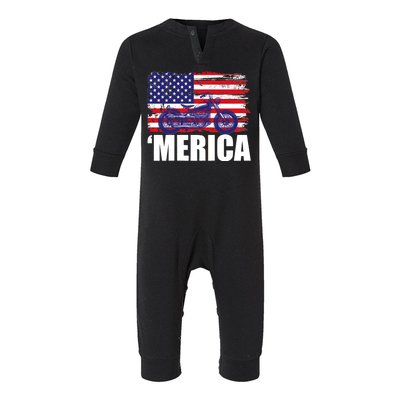 Merica USA Motorcycle  Infant Fleece One Piece